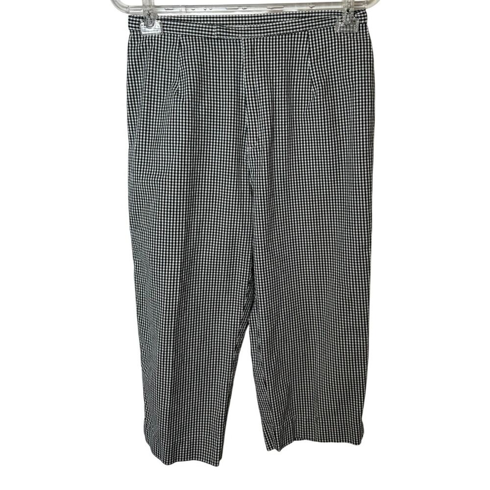 Vtg Y2K Black White Gingham Capri Pants Stretch Cotton 8 Clean Girl Minimalist